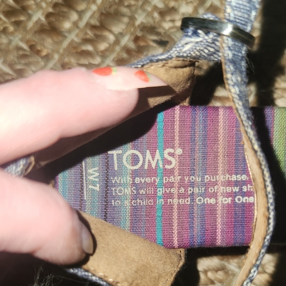 Toms Pink and Blue Wedges with Espadrille Sole - Picture 2 of 6